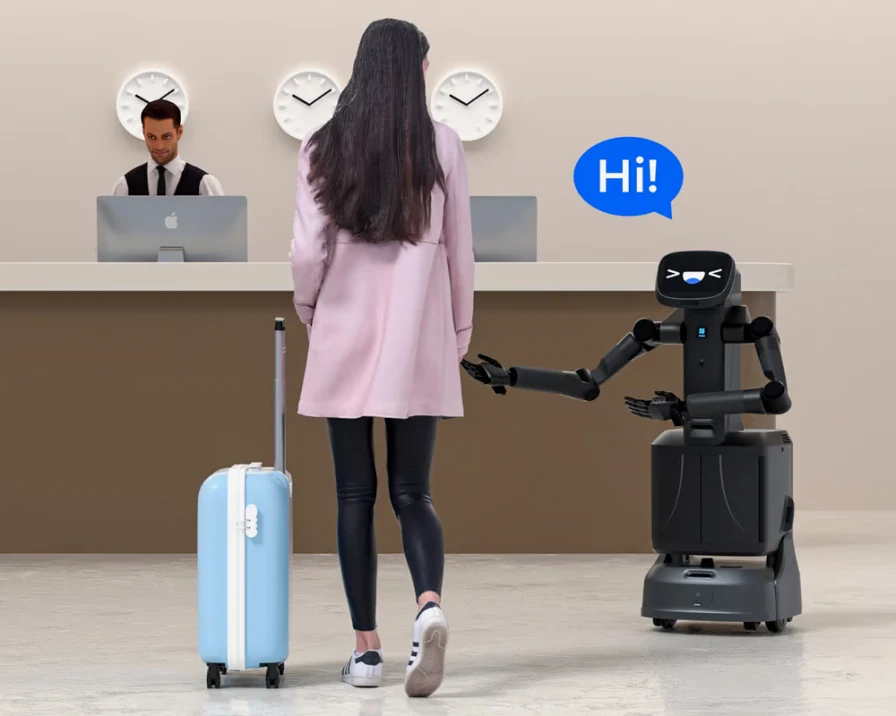 Robot de servicio interactuando con un huésped